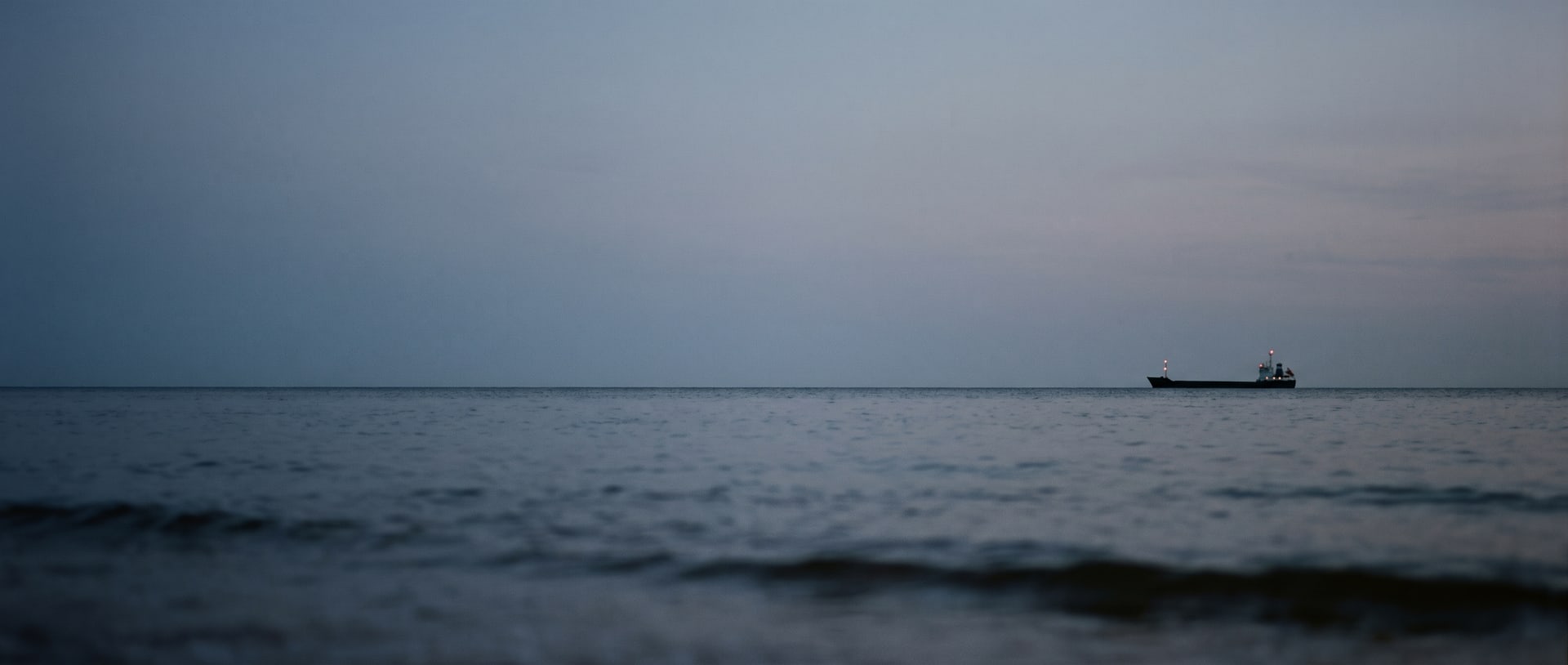 Ocean horizon at blue hour